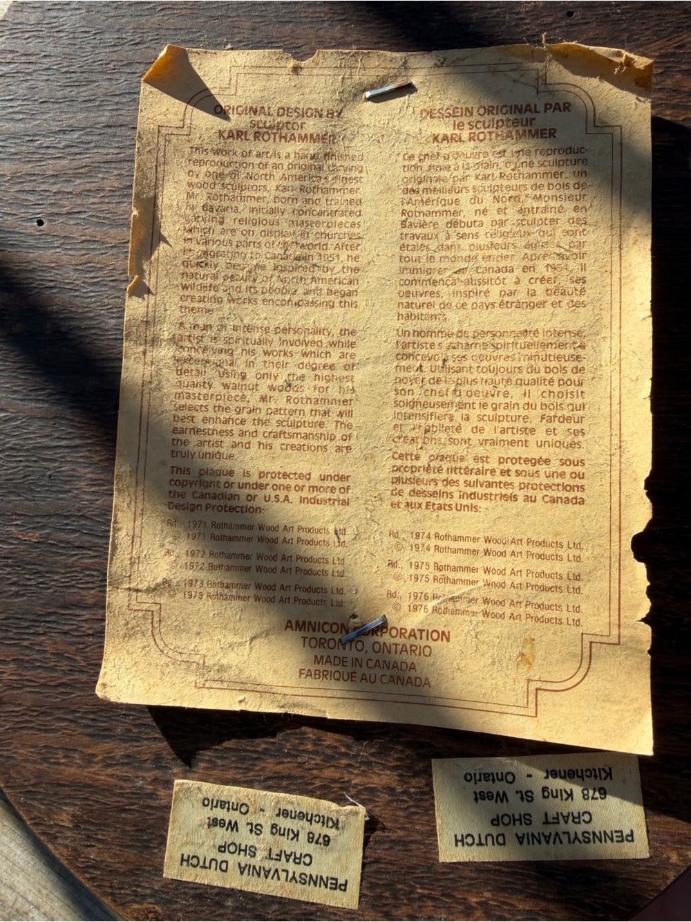 Vintage Hand Carved Pennsylvania Dutch Wall Plaques Set Karl Rothammer 1970 - Picture 5 of 13